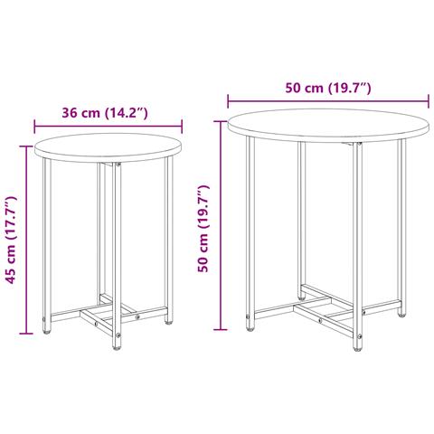 Tavolino 2 pz Grigio Sonoma in Legno Ingegnerizzato e Metallo - Foto 8