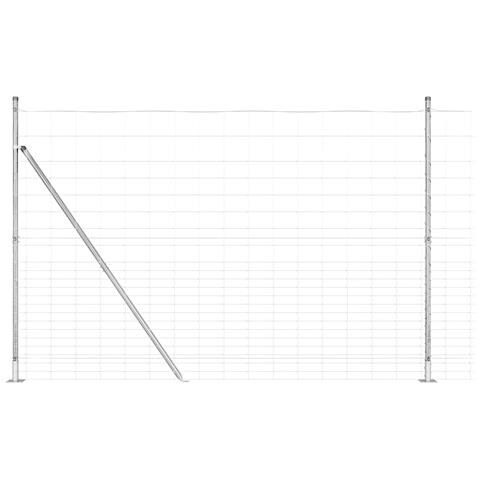 Recinto per Campo 1.6x25 m Acciaio Zincato, Pali per Recinto con Piastra di Base 13 pcs Ø32mm 88.5cm Acciaio Zincato - Foto 1
