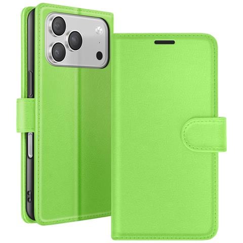 Custodia A Portafoglio Per Iphone 17 Pro Max Con Supporto E Linguetta Magnetica, Verde - Foto 1