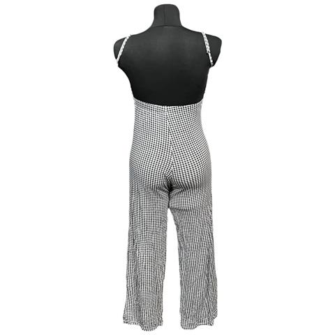 Tuta A Maniche Corte Comoda A Quadri Bianco E Nero Taglia Xs - Foto 2