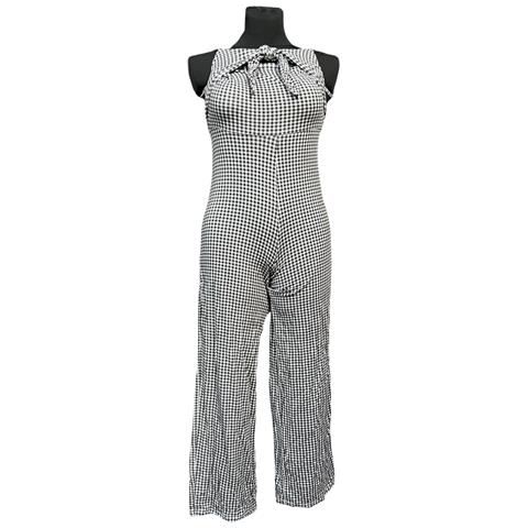 Tuta A Maniche Corte Comoda A Quadri Bianco E Nero Taglia Xs - Foto 1