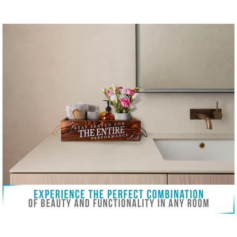 Vassoio Da Bagno In Legno Marrone Rustico Con Scritte Su Entrambi I Lati - Foto 2