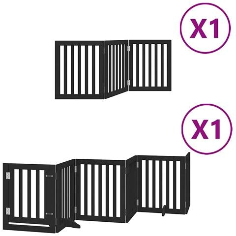 Cancello per Cani Porta Pieghevole Nero 9 Pannelli 450cm Pioppo - Foto 1