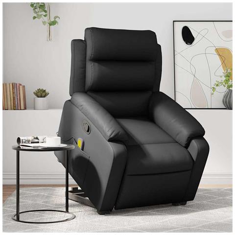 Poltrona Alzapersona Reclinabile Massaggio Nero Similpelle - Foto 2