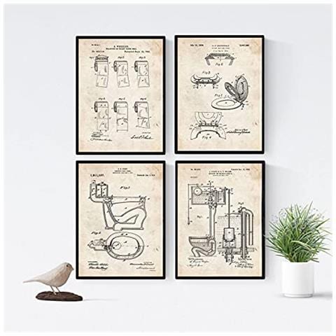 Set Di 4 Stampe Vintage Lama Con Brevetti Vater. Poster Con Antiche Invenzioni E Brevetti. Scegli Il Colore Che Ti Piace Di Più Senza Cornice A3 - Foto 1