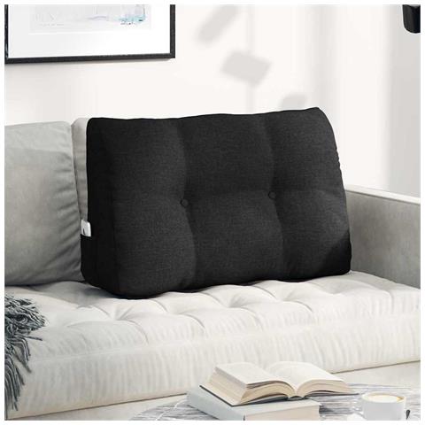 Cuscino per Schiena Nero 80 x 24 x 50 cm Tessuto - Foto 2