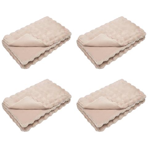 Coperta in Pelliccia di Coniglio Finta 4 pcs Beige 150 x 220 cm - Foto 1