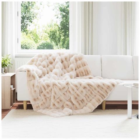 Coperta in Pelliccia di Coniglio Finta 4 pcs Beige 150 x 220 cm - Foto 2