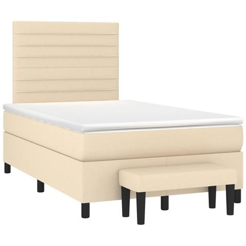 Giroletto a Molle con Materasso Crema 120x190 cm in Tessuto - Foto 1