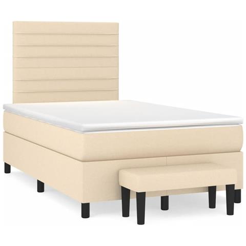 Giroletto a Molle con Materasso Crema 120x190 cm in Tessuto - Foto 2