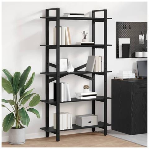 Libreria Rovere Nero 100 x 33,5 x 178 cm Legno multistrato - Foto 2