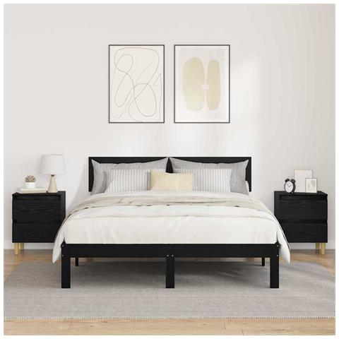 Mobiletti da letto 2 pcs Rovere Nero 40 x 35 x 50 cm - Foto 2