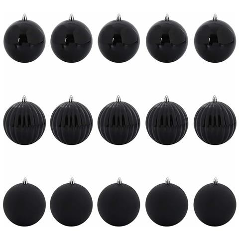 Set di Palle di Natale 15 pcs Nero Plastica - Foto 1