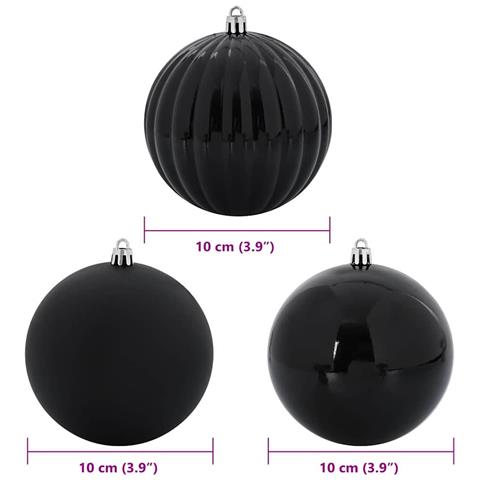 Set di Palle di Natale 15 pcs Nero Plastica - Foto 5