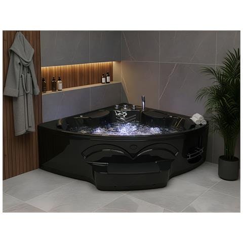 Vasca Idromassaggio Angolare Con Led Cuyabeno 211 X 150 Cm Nero - Foto 1