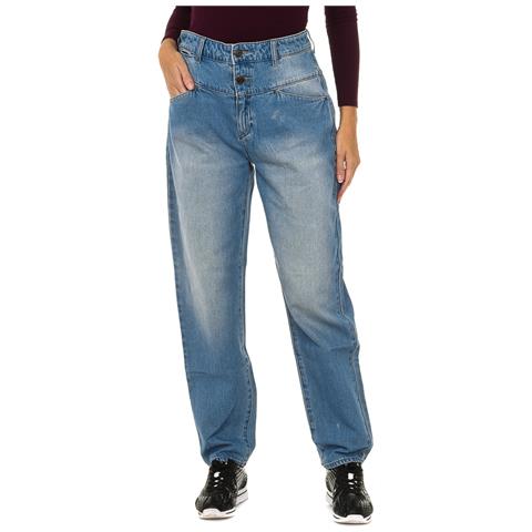 Pantaloni Lunghi In Denim Effetto Consumato 6y5j14-5dwqz Donna - Foto 1