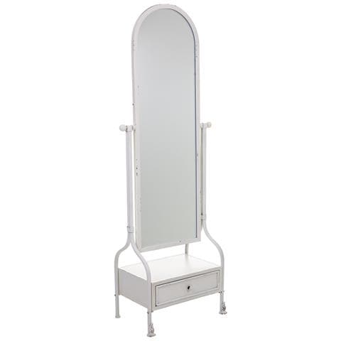 Specchio Da Terra E Cassetto In Metallo Bianco 65x38x184h - Foto 1