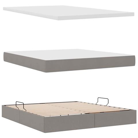 Letto con contenitore e LED con led Talpa 160 x 200 cm Tessuto - Foto 9