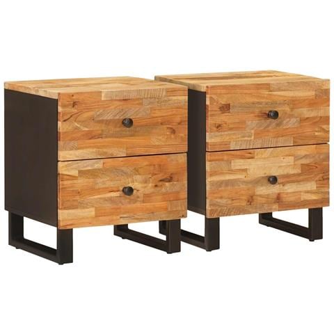Armadio da Notte con cassetto 2 pcs Marrone 40 x 33 x 46 cm - Foto 1