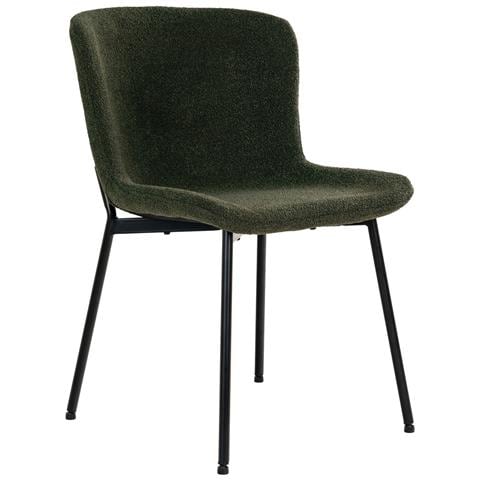 Set 2 Sedie Da Pranzo Maceda In Bouclé Verde Scuro Con Gambe Nere 48x59x83 Cm - Foto 1