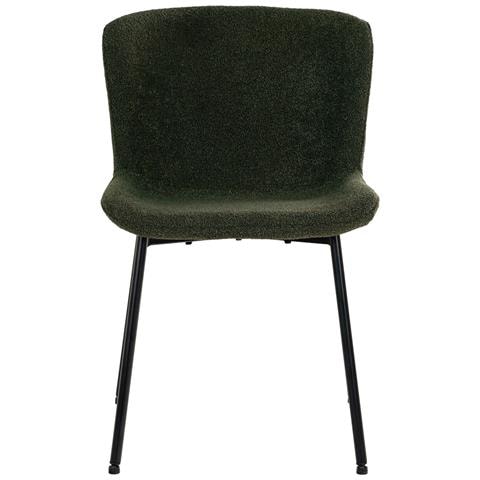 Set 2 Sedie Da Pranzo Maceda In Bouclé Verde Scuro Con Gambe Nere 48x59x83 Cm - Foto 2