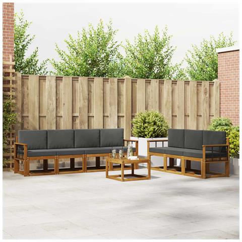 Set di divani da esterno con cuscino 8 pcs Naturale e Antracite - Foto 2