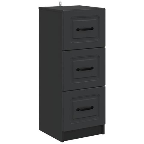 Mobile con Cassetti Nero 33 x 34,5 x 87 cm Legno ingegnerizzato - Foto 1