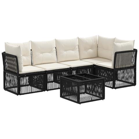 Set Divano da Giardino 6 pcs Nero polyrattan - Foto 1