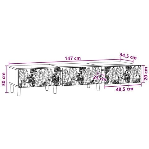 Mobile TV 147 x 34,5 x 30 cm Legno antico Legno ingegnerizzato - Foto 8