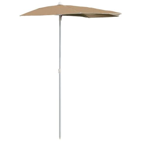 Ombrellone Semicircolare da Giardino con Palo 180x90 cm Tortora - Foto 1