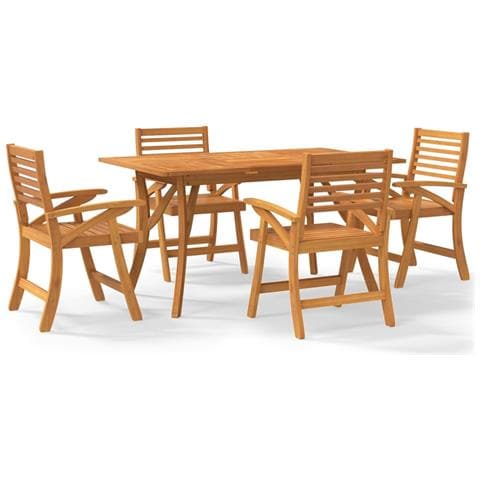 Set da Pranzo per Giardino 5 pz in Legno Massello di Acacia - Foto 1