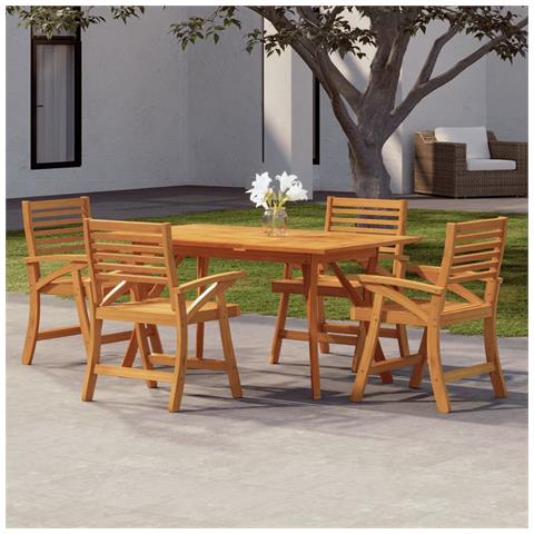 Set da Pranzo per Giardino 5 pz in Legno Massello di Acacia - Foto 2