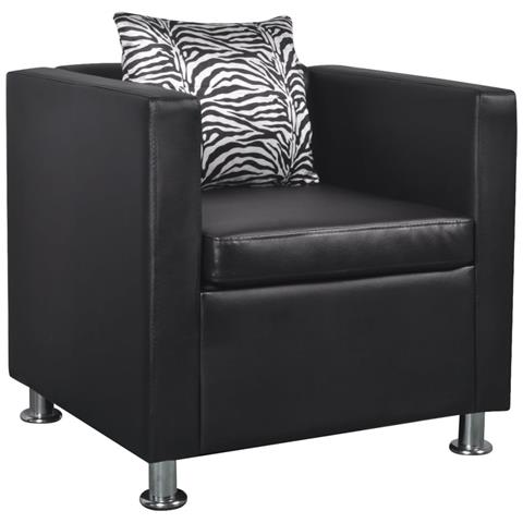 Poltrona Cubo In Pelle Nera Artificiale - Foto 1