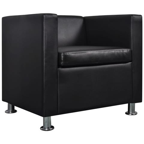 Poltrona Cubo In Pelle Nera Artificiale - Foto 2