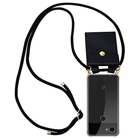 Catena Di Telefoni Cellulari Compatibile Con Google Pixel 3a Xl In Nero - Coperchio Protettivo In Silicone Con Anelli D'oro, Cinturino In Corda E Custodia Staccabile - Foto 1