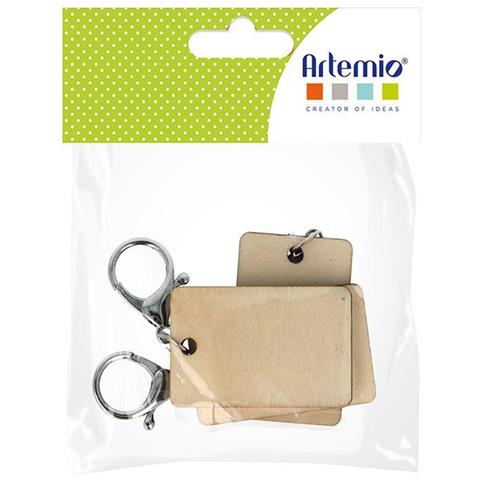 3 Portachiavi Rettangolari In Legno - 5,5 X 3,5 X 0,5 Cm - Foto 4