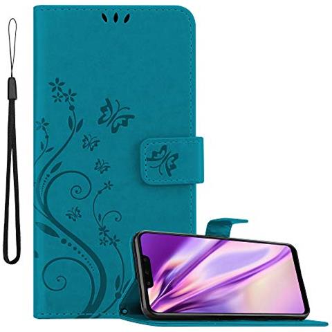 Custodia Compatibile Con Huawei Mate 20 Lite In Blu Fiore - Coperchio Protettivo In Design Floreale Con Chiusura Magnetica, Funzione Stand E Slot Per Carte - Foto 1