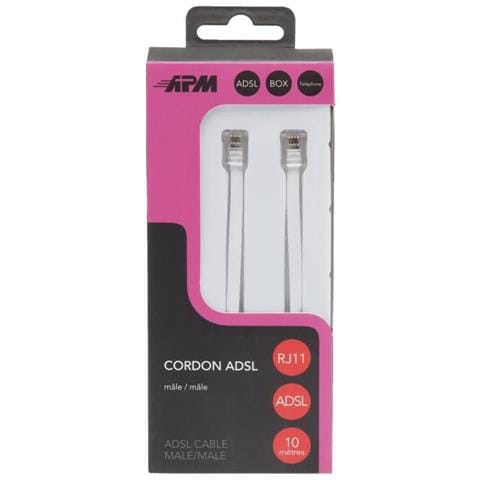 Cavo Adsl Rj11 - Maschio / Maschio - Bianco - 10m - Foto 2