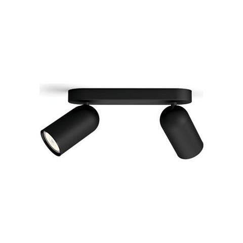 Lampada Da Soffitto Con Due Faretti Pongee Nero 82x240x122 Mm Metallo - Foto 1