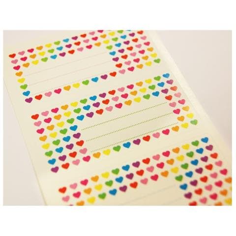 12 Etichette Per La Scuola - Rettangolo - Cuori Multicolori - Foto 1
