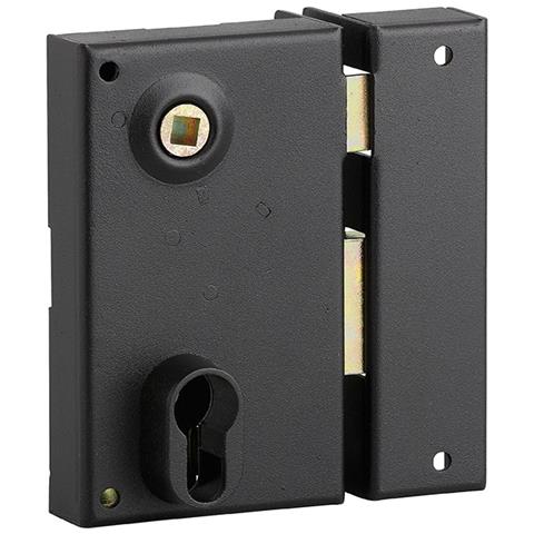 Serratura Verticale Da Applicare Doppio Cilindro Con Quadro Maniglia, Destra, Asse 45mm, 73x125mm, Nero - - Foto 1