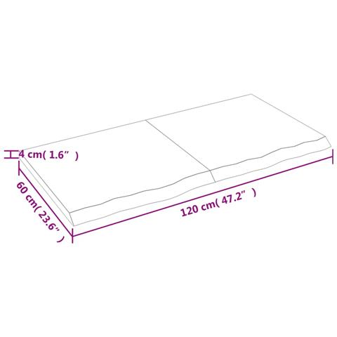 Piano Bagno 120x60x (2-4) cm in Legno Massello Non Trattato - Foto 8