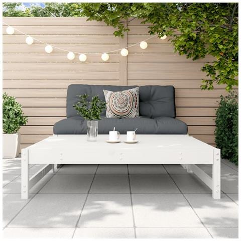 Poggiapiedi Da Giardino 120x80 Cm Legno Massello Di Pino Bianco - Foto 3