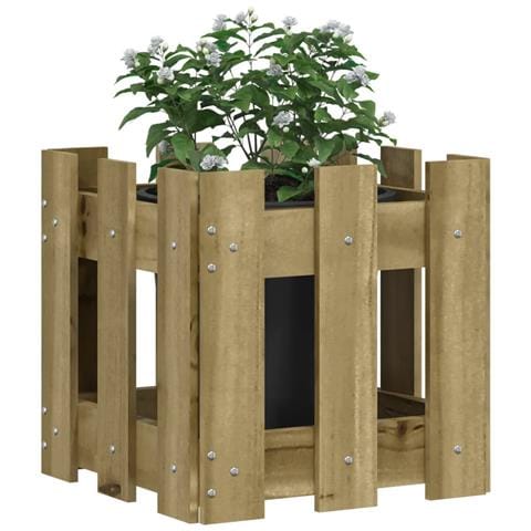 Fioriera Giardino A Recinzione 30x30x30pino Massello Impregnato - Foto 3