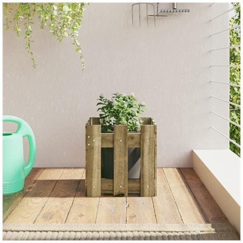 Fioriera Giardino A Recinzione 30x30x30pino Massello Impregnato - Foto 1