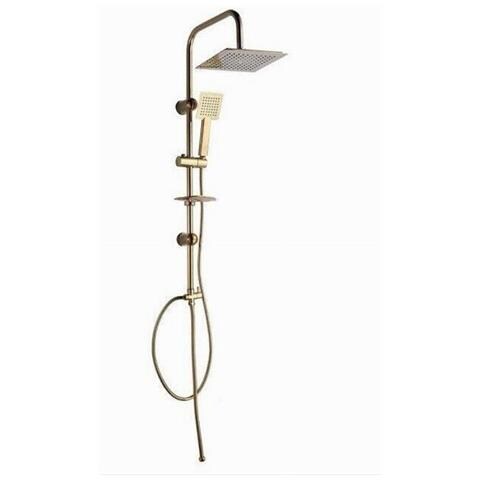 Trade Shop - Saliscendi Bagno Colonna Doccia Miscelatore Oro Soffione Quadrato Doccetta 87305 - Foto 1