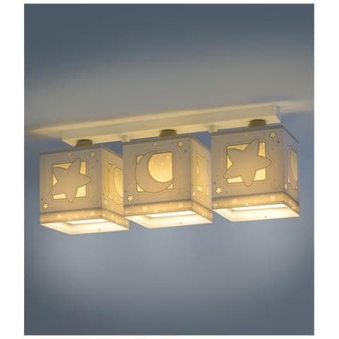 Plafoniera Per Bambini A 3 Luci Moonlight Luna E Stelle Grigio - Foto 1