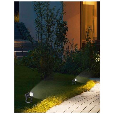 Faretto Led Luce Calda Cob 3.5 W Proiettore Da Giardino Terra Staffa A Parete - Foto 1