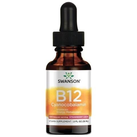 Vitamina B12 Cianocobalamina 1000 Mcg - Fragola 59 Ml Liquido Swanson Health Products - Foto 1