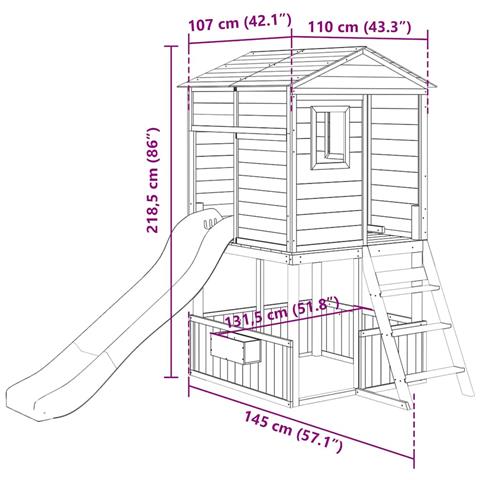 Set da Gioco da Esterno in Legno Massello di Abete Bianco e Blu - Foto 2